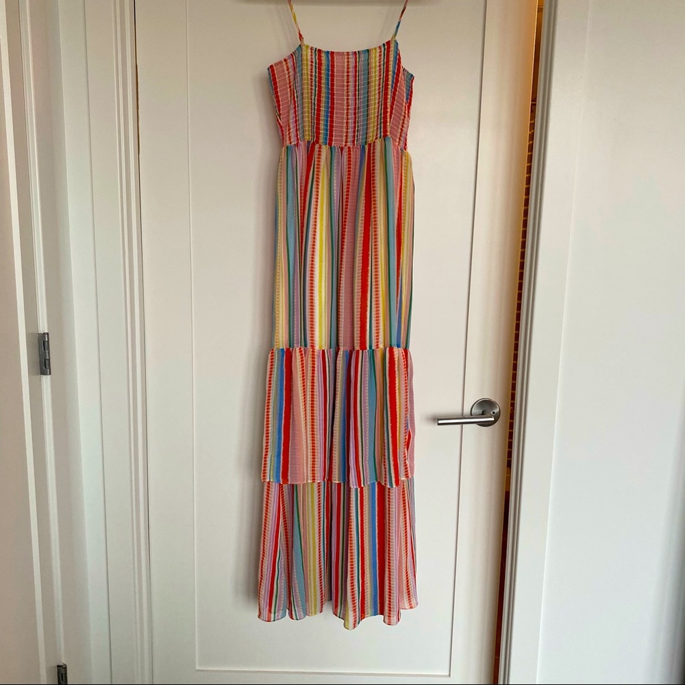 Smocked top tiered maxi dress